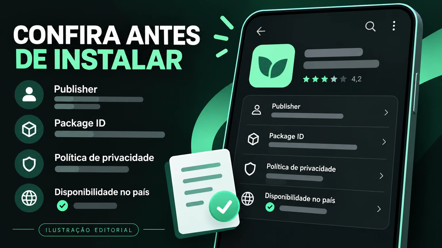 Quadro de verificação do desenvolvedor da listagem e do identificador do pacote.
