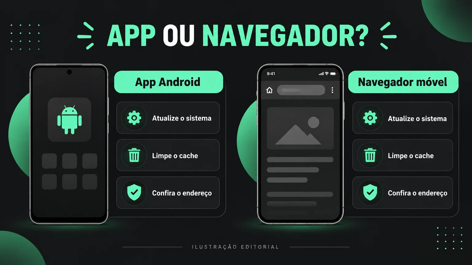Comparação de diagnóstico entre app e navegador.