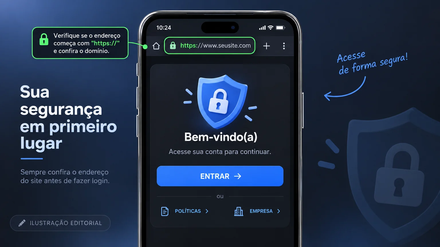 Verificação editorial do endereço antes do login.