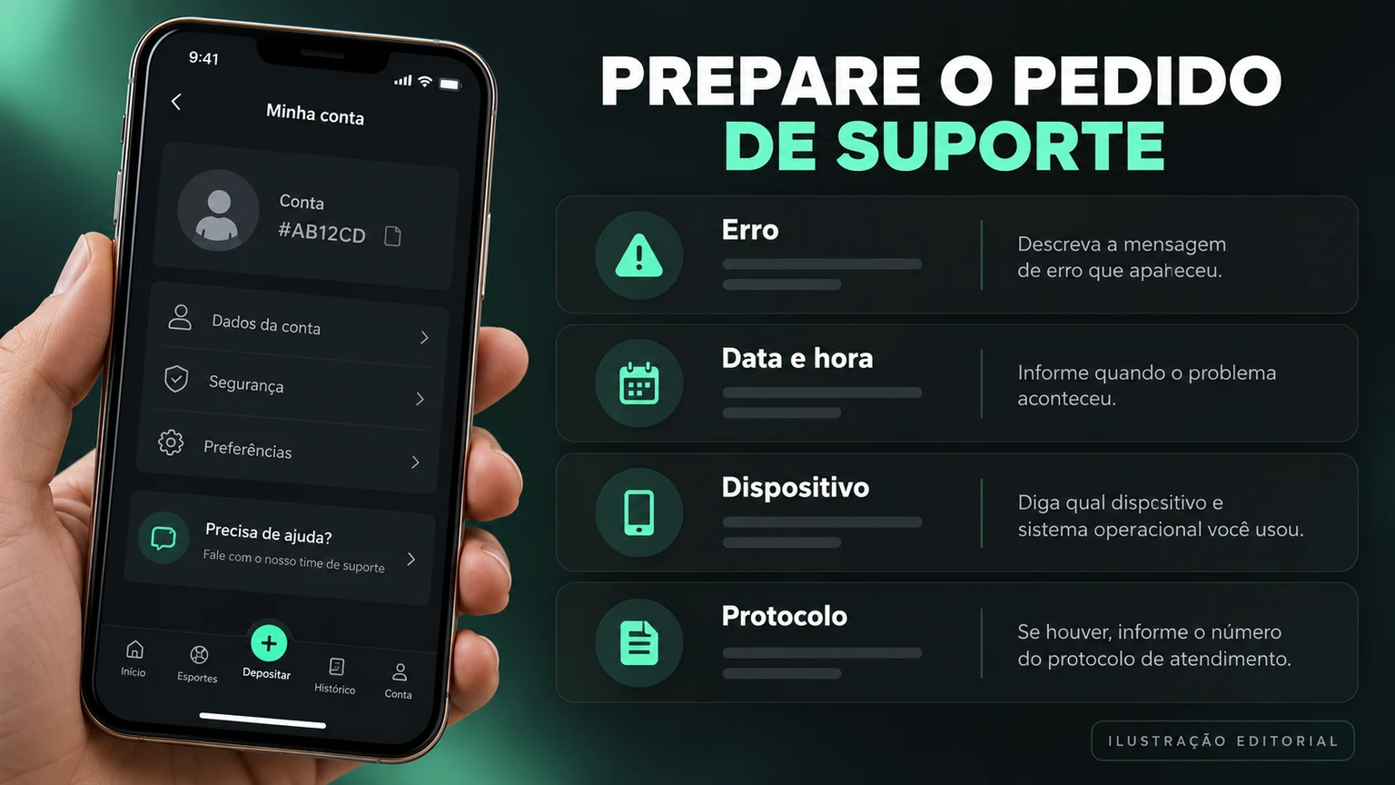 Pacote de evidências seguras para uma solicitação de acesso.