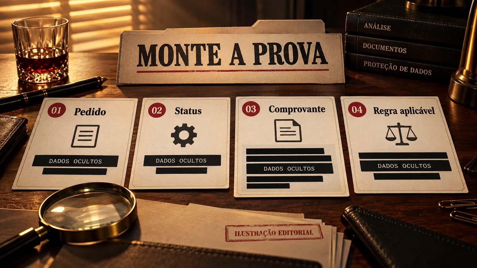 Pacote ilustrativo de comprovantes com dados redigidos.